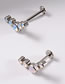 Fashion White Diamond Stainless Steel Rod:1.2x6mm 2 Batches Titanium Steel Round Opal Geometric Piercing Lip Nail