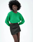 Fashion Green Wool-knit Crewneck Sweater