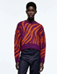 Fashion Purple Zebra-print Jacquard-knit Sweater