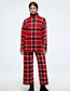 Fashion Red Checked Knit Turtleneck Sweater