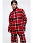 Fashion Red Checked Knit Turtleneck Sweater