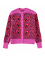 Fashion Rose Red Wool-knit Jacquard-breasted Cardigan Jacket