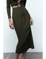 Fashion Dark Green Ribbed Skirt