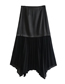 Fashion Black Polyester Pleated Irregular Hem Skirt