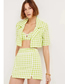 Fashion Green Plaid Cotton Check Slit Skirt