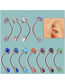 Fashion 4 Batches Of Cat's Eye Purple 1.2x8x4mm Stainless Steel Dragon Claw Cat's Eye Ball Piercing Earrings