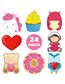 Fashion Qs Series Valentine's Day Card Stickers 24pcs Set Paper Diy Heart Emoji Cartoon Sticker Set