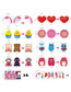 Fashion Qs Series Valentine's Day Card Stickers 24pcs Set Paper Diy Heart Emoji Cartoon Sticker Set