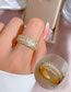 Fashion Gold Copper Inlaid Square Zirconia Ring