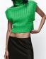 Fashion Green Polyester Ribbed-knit Tank Top