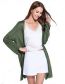 Fashion Armygreen Solid Color Knitted Jacket