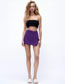 Fashion Purple Solid Color Slit High Waist Culottes