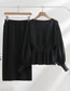 Fashion Black Two Pieces Of Round Neck Bag Hips And Waist Slim Knitted Dresses