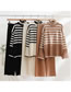 Fashion Apricot Two Pieces Of High -necked Striped Knitted Pants And Pants