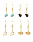 Fashion Transparent Color Copper Irregular Natural Stone Earrings