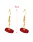Fashion Champagne Copper Irregular Natural Stone Earrings