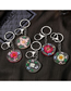 Fashion Pink Daisy (silver Buckle) Geometric Epoxy Dried Flower Round Card Keychain