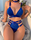 Fashion Sapphire Polyester Geometric Solid Color Underwear Set