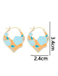 Fashion White Gold Plated Copper Geometric Oil Drip Earrings With Diamonds
