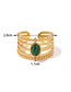 Fashion Gold Titanium Steel Inlaid Peacock Multilayer Open Ring