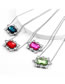 Fashion Rose Red Alloy Paved Square Diamond Necklace
