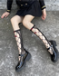 Fashion Black Nylon Cross Lace Socks