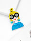 Fashion Color Acrylic Glitter Glasses Character Brooch