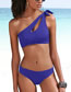 Fashion Yellow Nylon One-shoulder Tie Cut-out Two-piece Swimsuit
