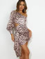 Fashion Leopard Print Satin Leopard Print Off-shoulder Cutout Dress