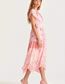 Fashion Pink Polyester Printed V-neck Dress