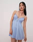 Fashion Blue Floral Bust Ruched Slip Dress
