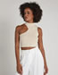 Fashion White Polyester Knit Asymmetric Top