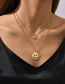 Fashion Gold Alloy Geometric Heart Smiley Double Layer Necklace