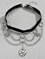 Fashion Grey Alloy Thorn Heart Spider Tassel Multilayer Chain Necklace