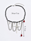 Fashion Black Alloy Crystal Beaded Cross Chain Tassel Necklace