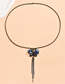 Fashion Black Alloy Crystal Butterfly Tassel Necklace
