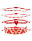 Fashion Red Rice Bead Woven Heart Bracelet Set