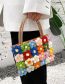Fashion White Cotton Linen Flower Knitted Large Capacity Handbag