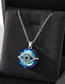 Fashion Dazzling Blue Geometric Diamond Eye Circle Necklace
