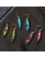 Fashion Peacock Blue (drill Hook) Strip Crystal Earrings