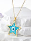 Fashion Light Blue Five-pointed Star Alloy Drip Oil Pentagram Eye Necklace
