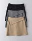 Fashion Khaki Polyester Slanted High Waist Skirt