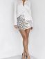 Fashion Silver White Polyester Sequined Slit Skirt  Polyester