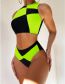 Fashion Flesh-colored Polyester Color Block High Waist Two-piece Swimsuit