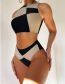 Fashion Green Polyester Color Block High Waist Two-piece Swimsuit