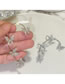 Fashion Silver Left Metal Diamond Butterfly Earrings