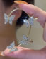 Fashion Silver Right Metal Diamond Butterfly Earrings