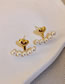 Fashion Gold Metal Heart Pearl Stud Earrings