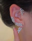 Fashion Silver - Left Metal Diamond Leaf Earrings