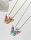 Fashion Gold Metal Oil Drip Butterfly Necklace